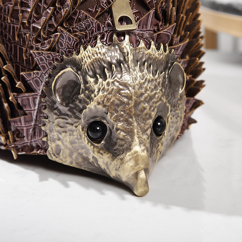 Personalized three-dimensional hedgehog bag.