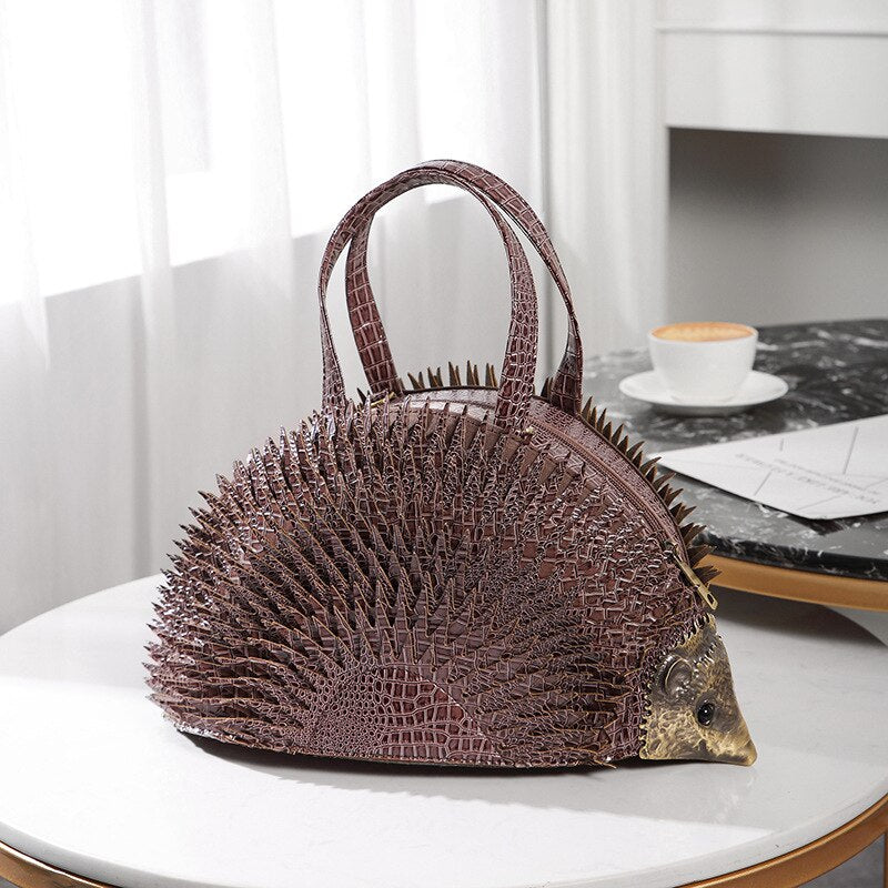 Personalized three-dimensional hedgehog bag.