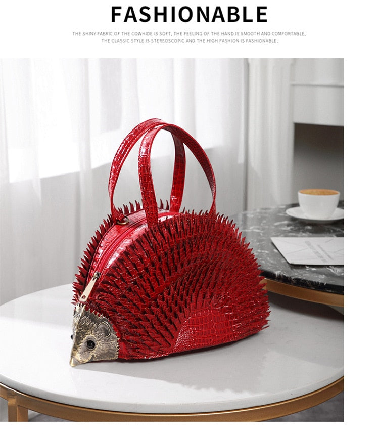 Personalized three-dimensional hedgehog bag.