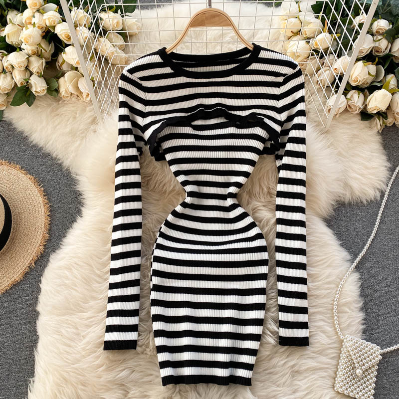 Spaghetti Strap Bodycon Pullover Crop Top Dress Suits