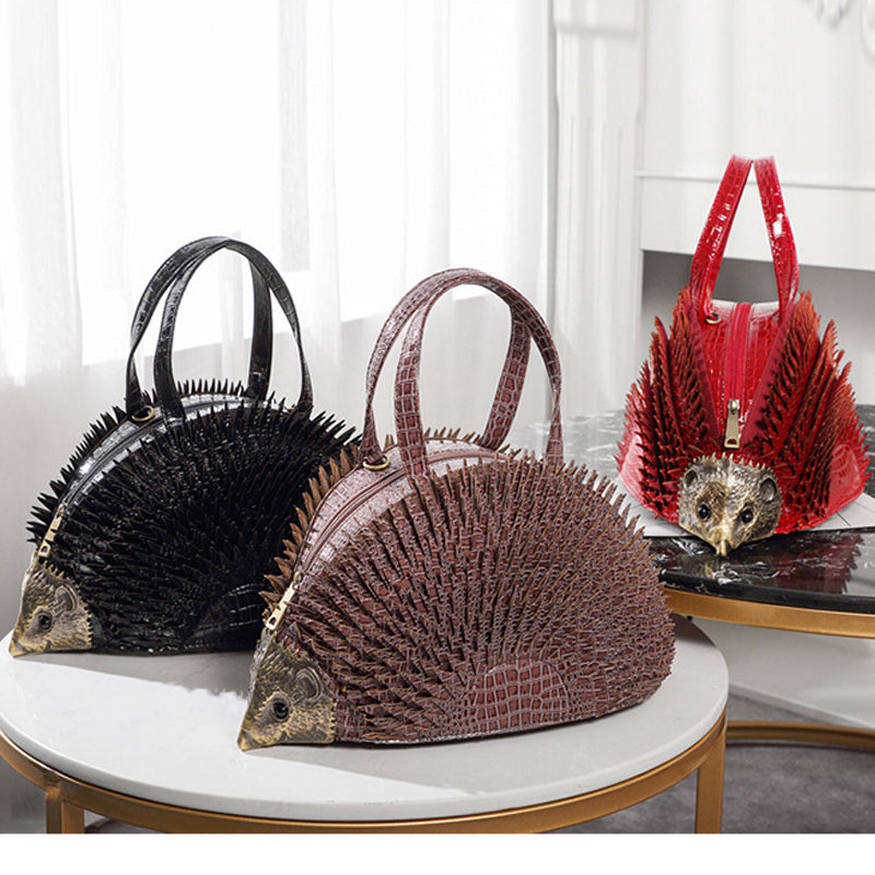 Personalized three-dimensional hedgehog bag.