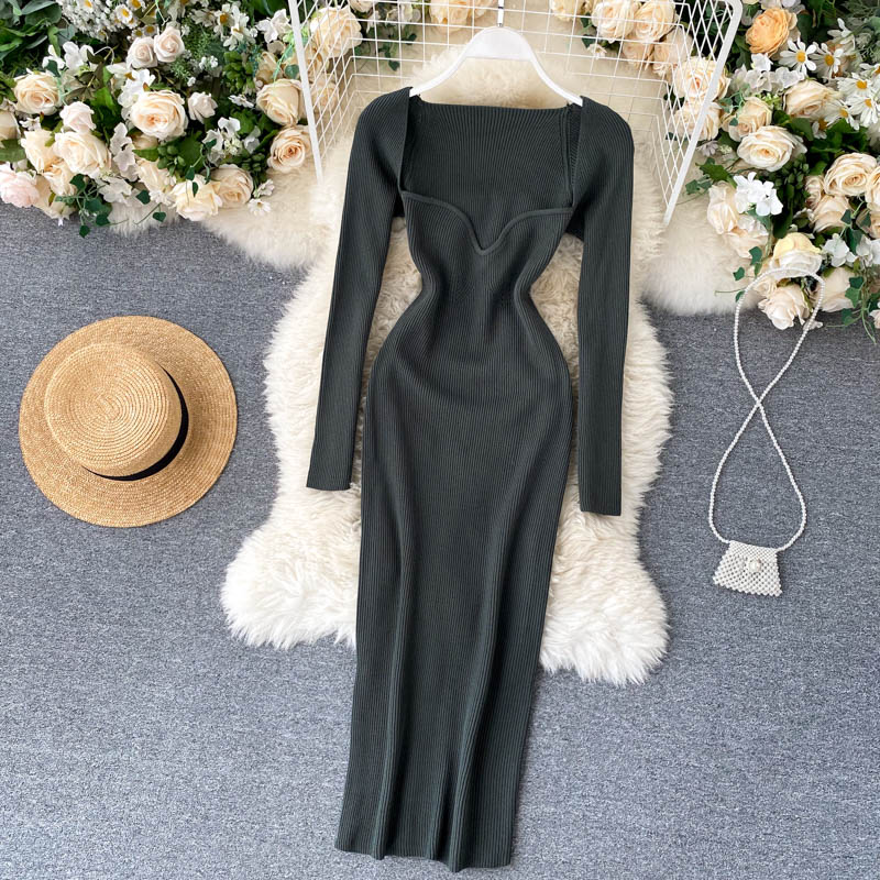 Strapless Ribbed Knitted Bodycon Dress