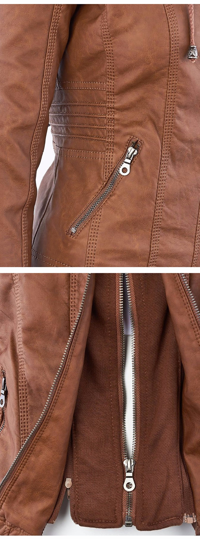 Faux Leather  PU Zipper Jacket