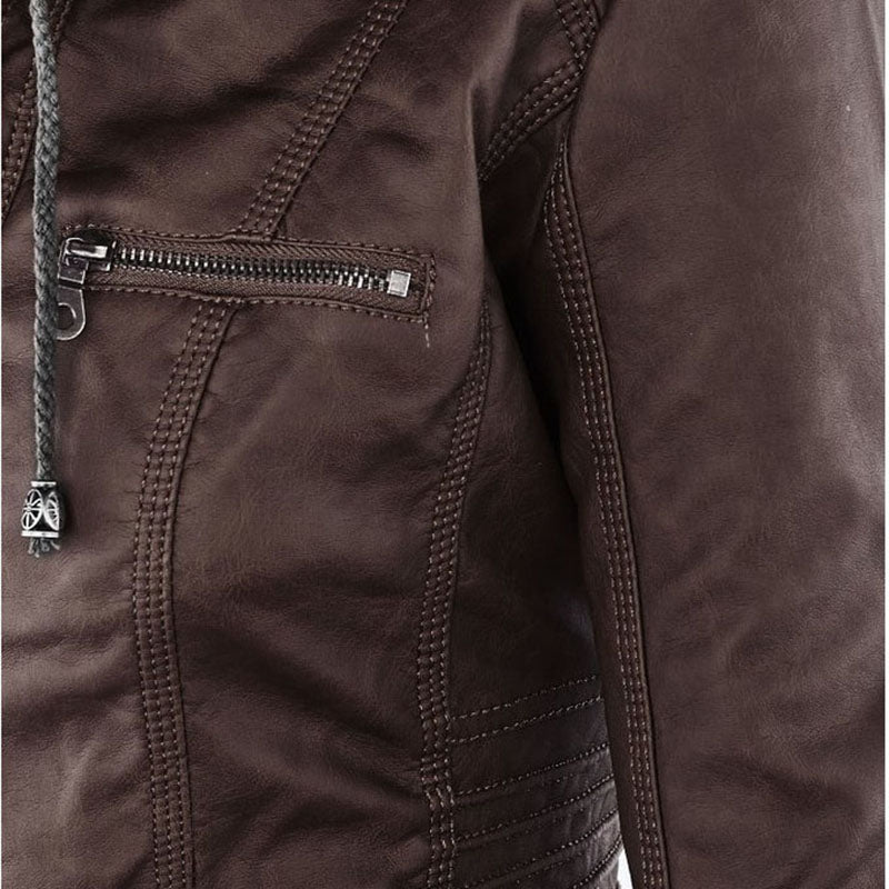 Faux Leather  PU Zipper Jacket