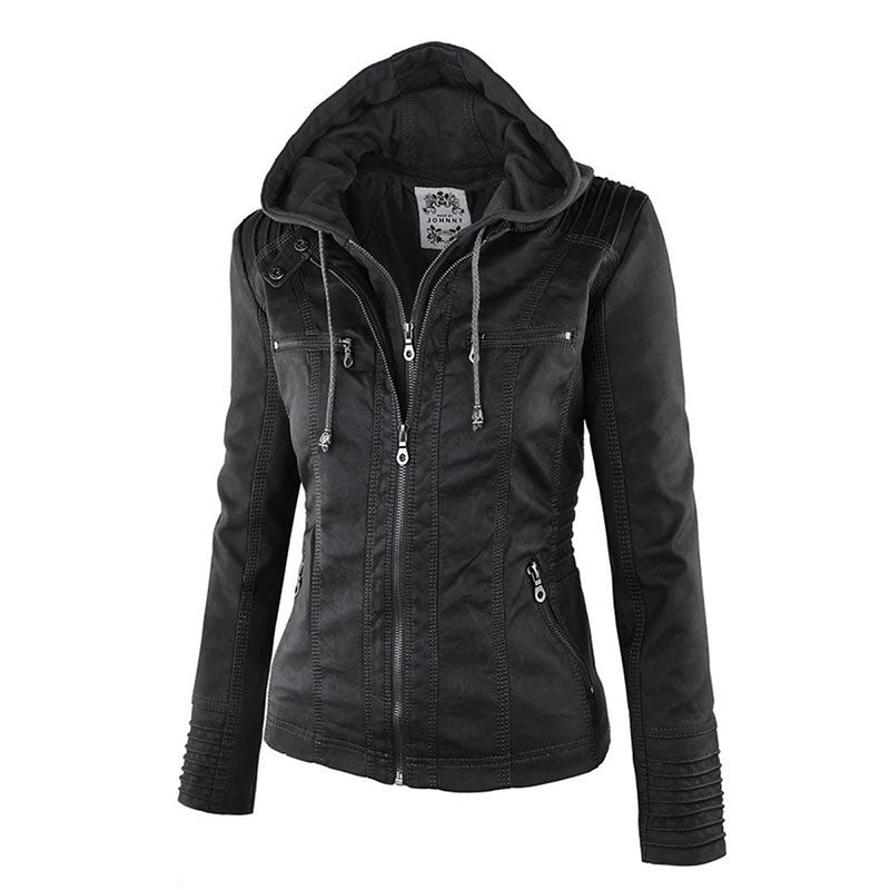 Faux Leather  PU Zipper Jacket