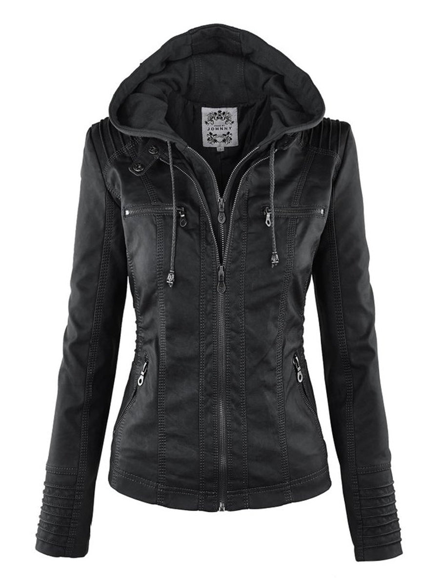 Faux Leather  PU Zipper Jacket