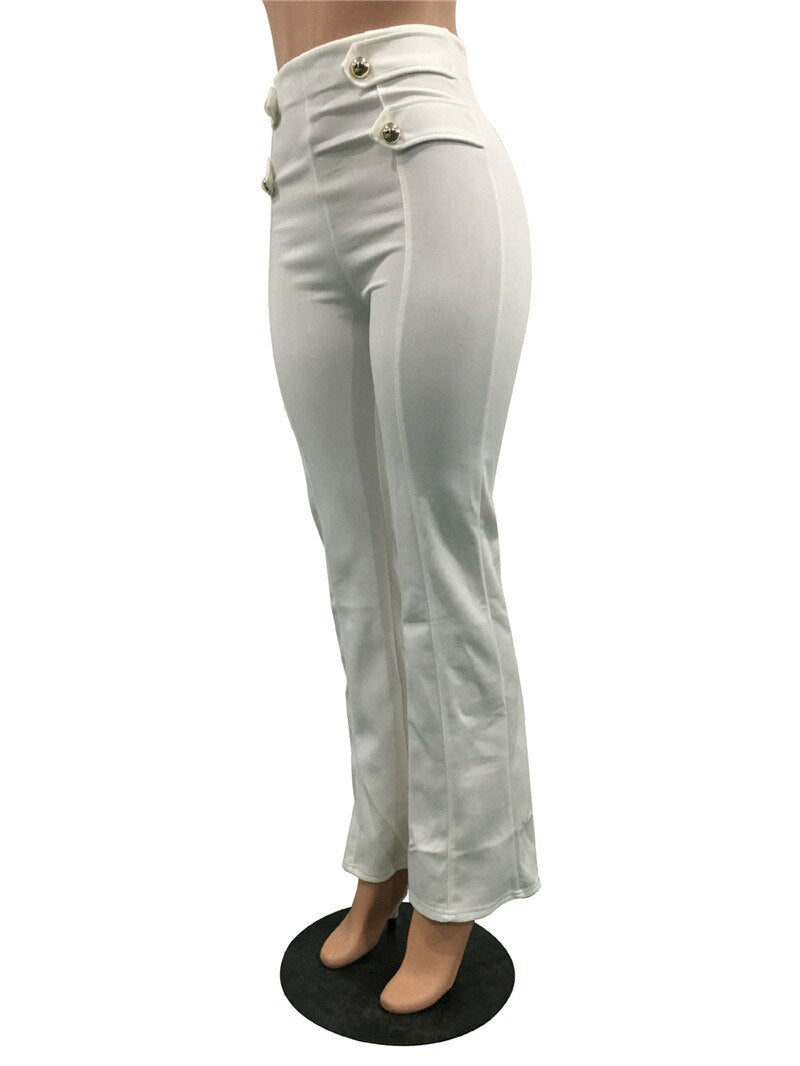 High Waist Wide Leg Button Loose Casual Straight Leg Pants