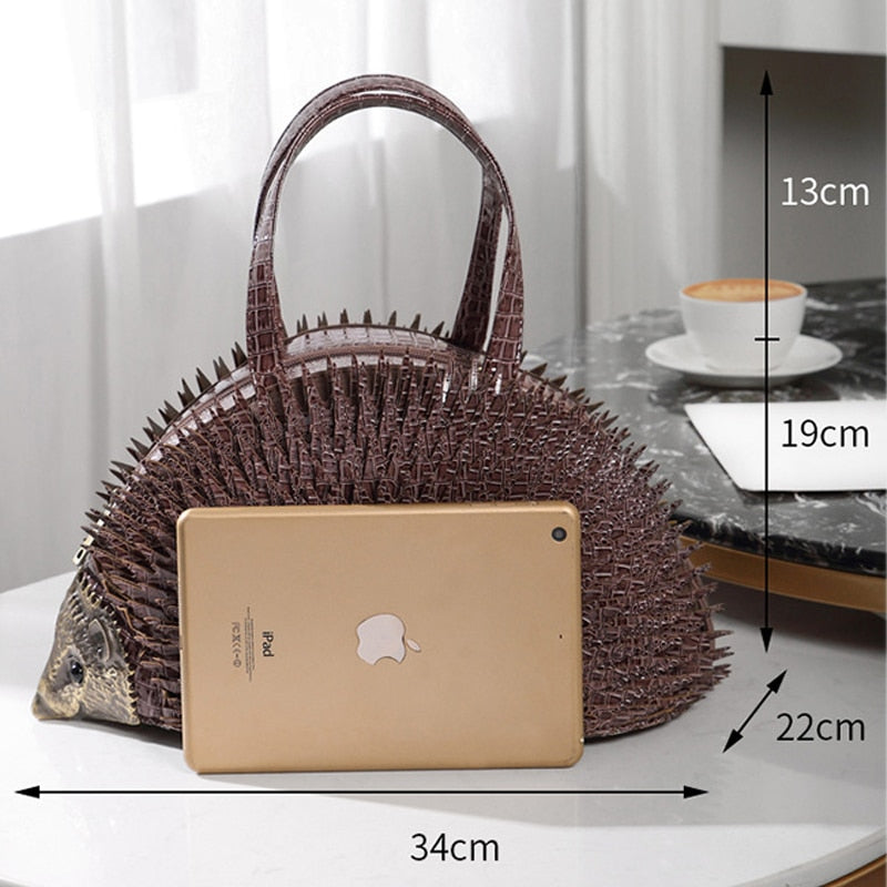 Personalized three-dimensional hedgehog bag.