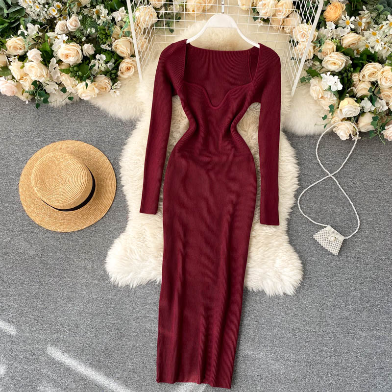 Strapless Ribbed Knitted Bodycon Dress