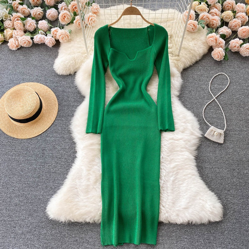 Strapless Ribbed Knitted Bodycon Dress