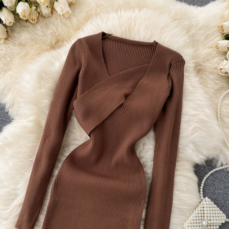 Asymmetric Neck Mini Bodycon Dress