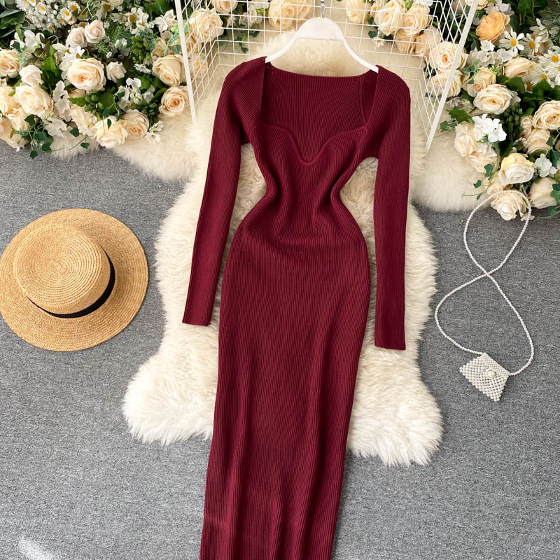 Strapless Ribbed Knitted Bodycon Dress