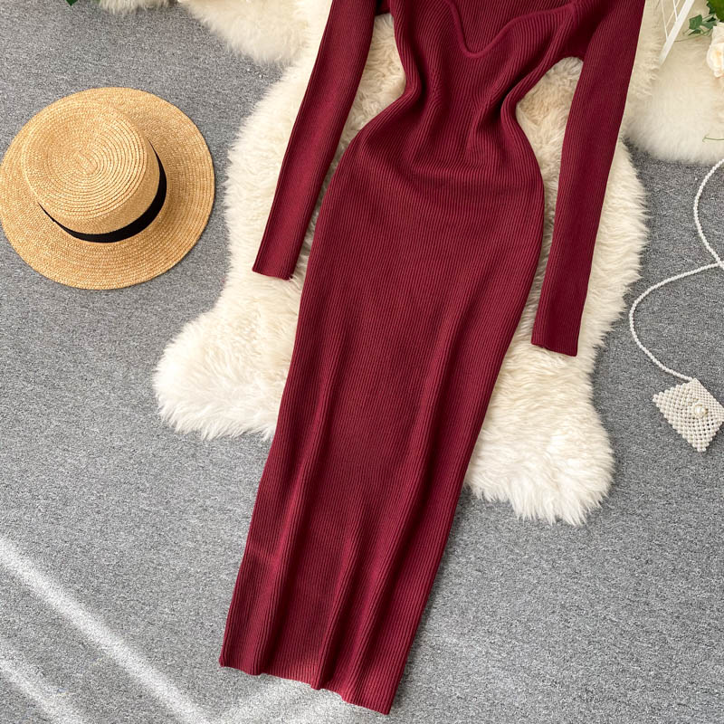 Strapless Ribbed Knitted Bodycon Dress