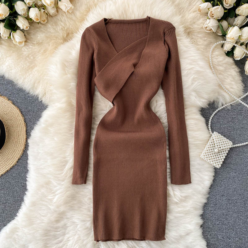 Asymmetric Neck Mini Bodycon Dress