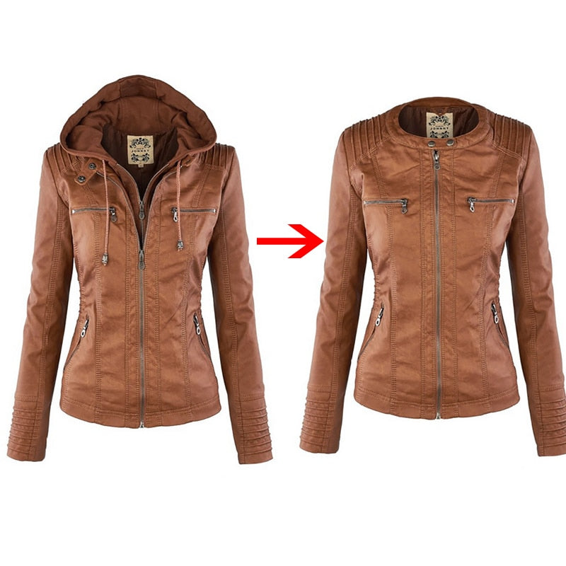 Faux Leather  PU Zipper Jacket