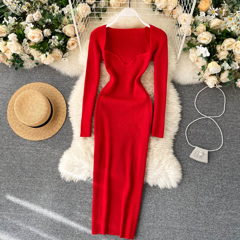 Strapless Ribbed Knitted Bodycon Dress