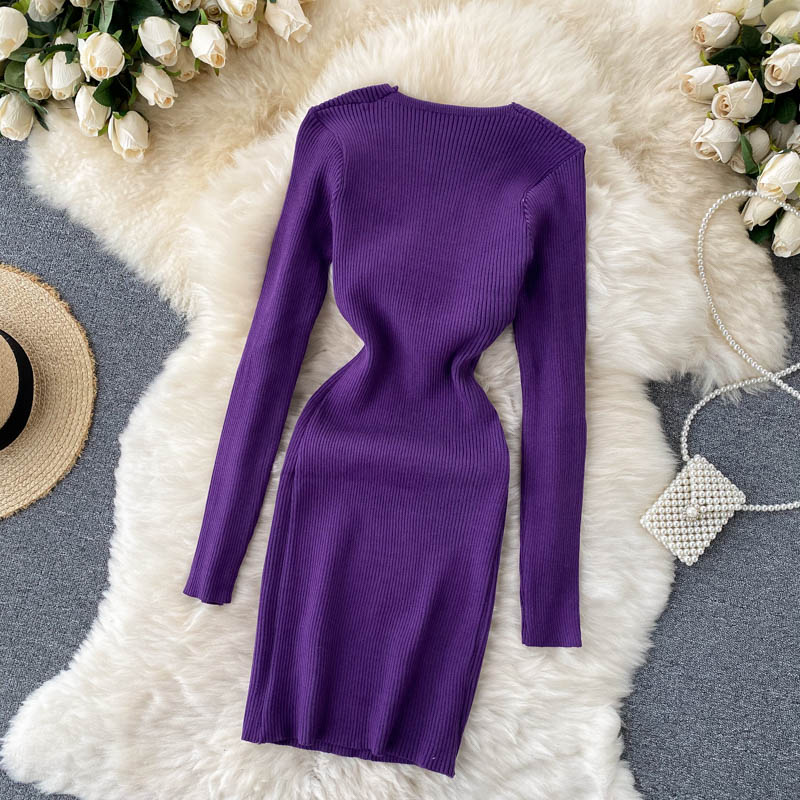 Asymmetric Neck Mini Bodycon Dress