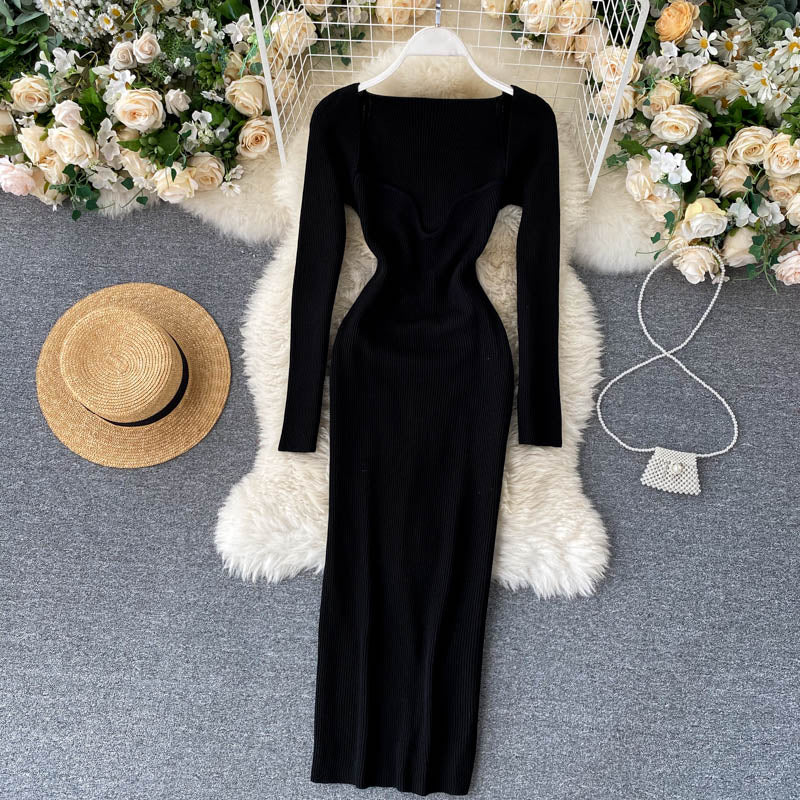 Strapless Ribbed Knitted Bodycon Dress