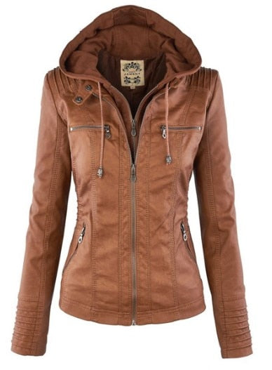 Faux Leather  PU Zipper Jacket