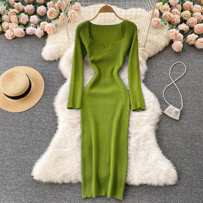 Strapless Ribbed Knitted Bodycon Dress