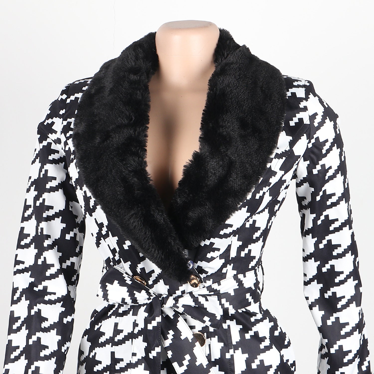 Vintage Faux Wrap Notched Collar Double Breasted with Sashes Blazer Dress