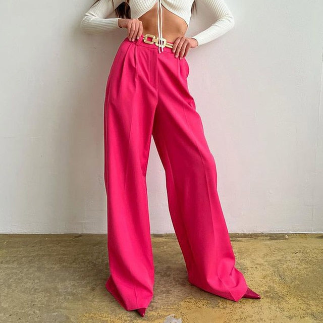 High Waist Wide Leg  Suit Pants.