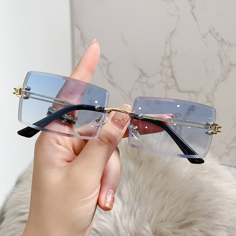 Vintage Rimless Rectangle Sunglasses