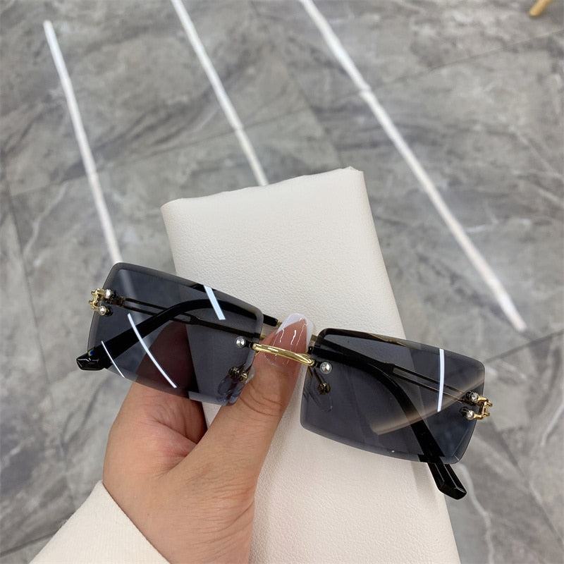 Vintage Rimless Rectangle Sunglasses