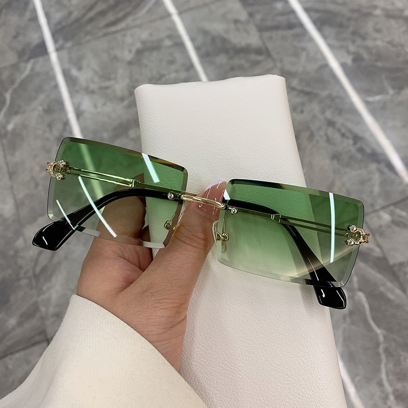 Vintage Rimless Rectangle Sunglasses