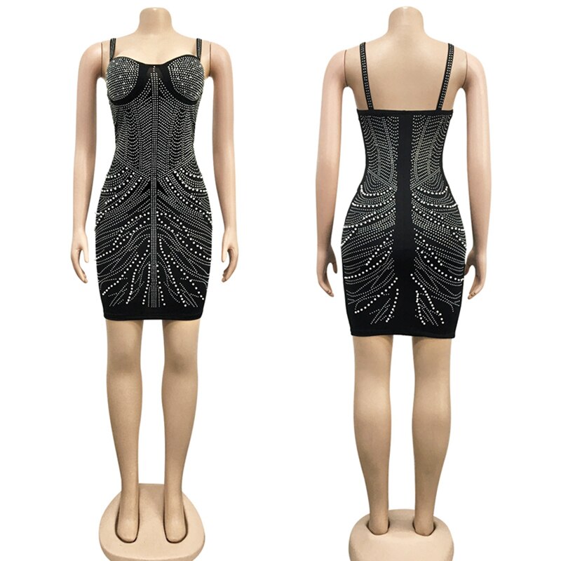 Bandage Bodycon Rhinestone  Dress