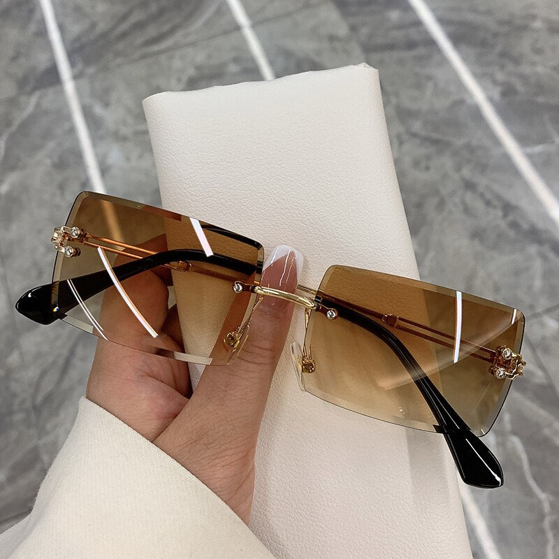 Vintage Rimless Rectangle Sunglasses