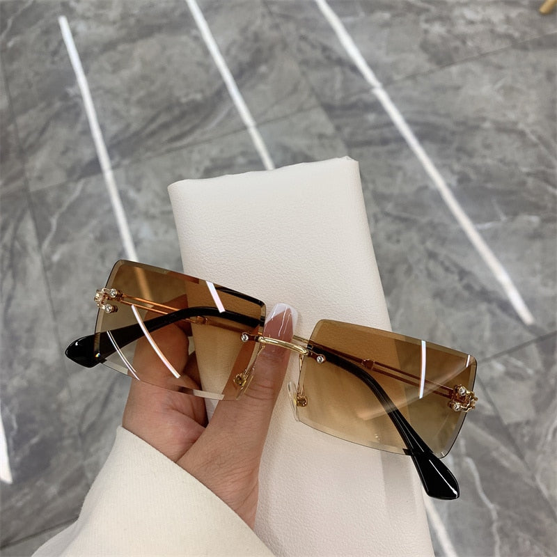 Vintage Rimless Rectangle Sunglasses