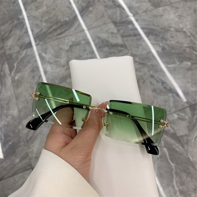 Vintage Rimless Rectangle Sunglasses