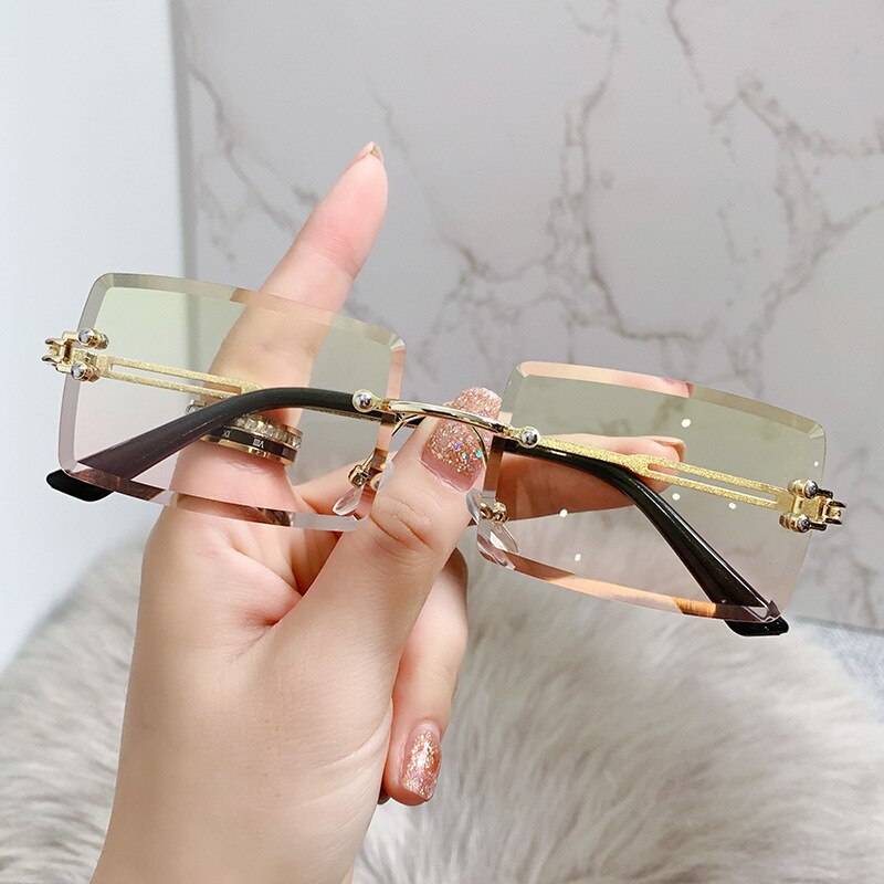 Vintage Rimless Rectangle Sunglasses