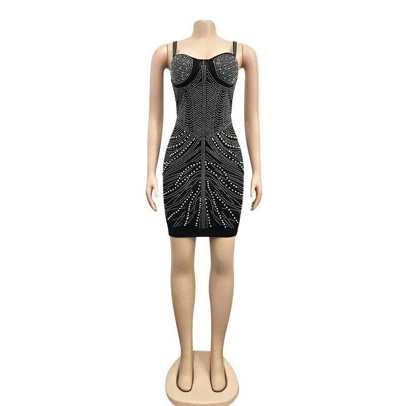 Bandage Bodycon Rhinestone  Dress