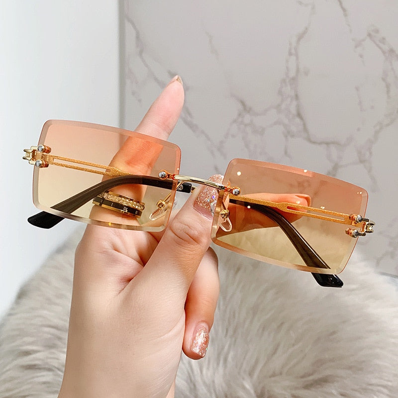 Vintage Rimless Rectangle Sunglasses