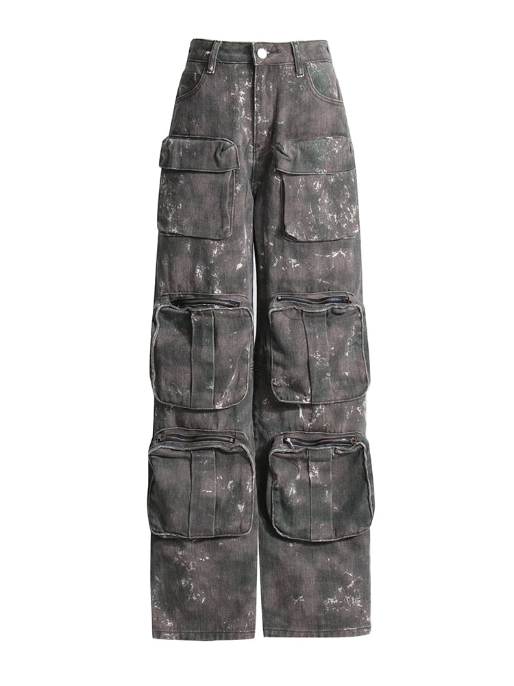 Denim Loose Cargo Camouflage  Jeans