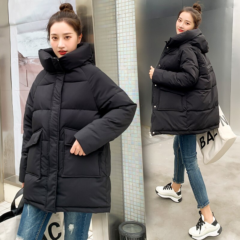 Thick Warm Hooded Pattern Coat parkas Jacket