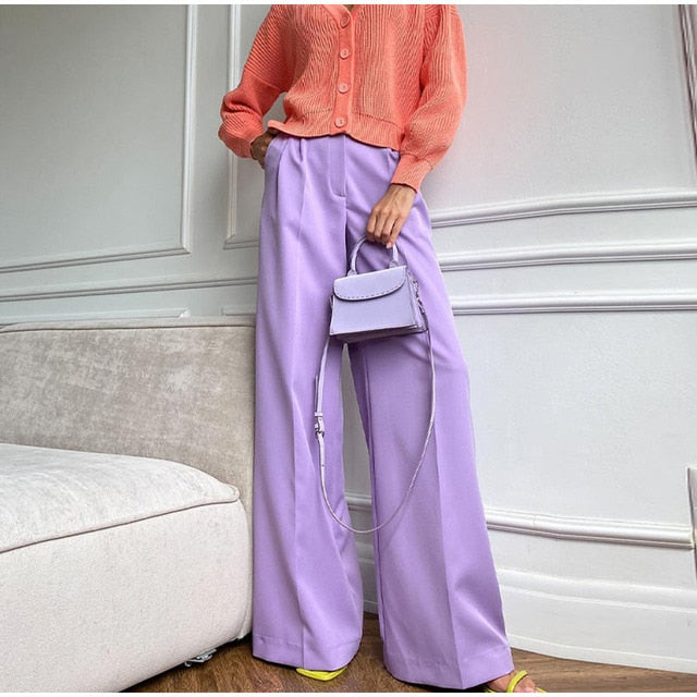 High Waist Wide Leg  Suit Pants.