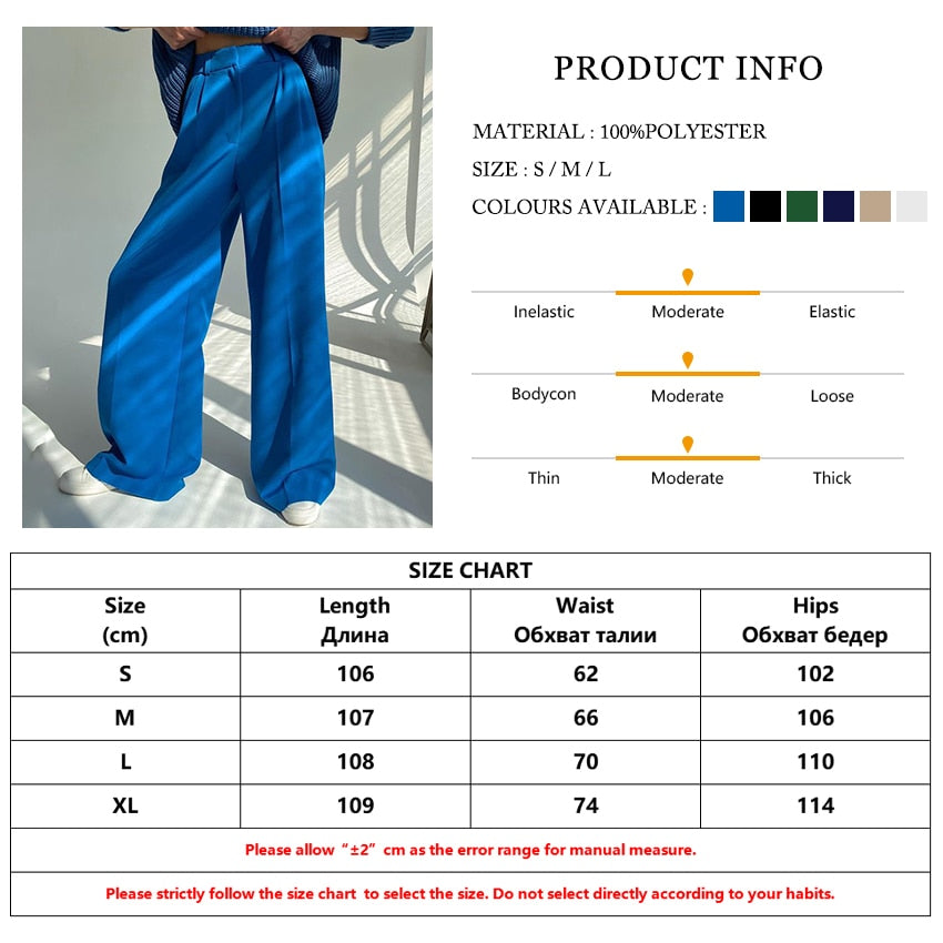 Blue Office Loose Full Length Ladies Trousers