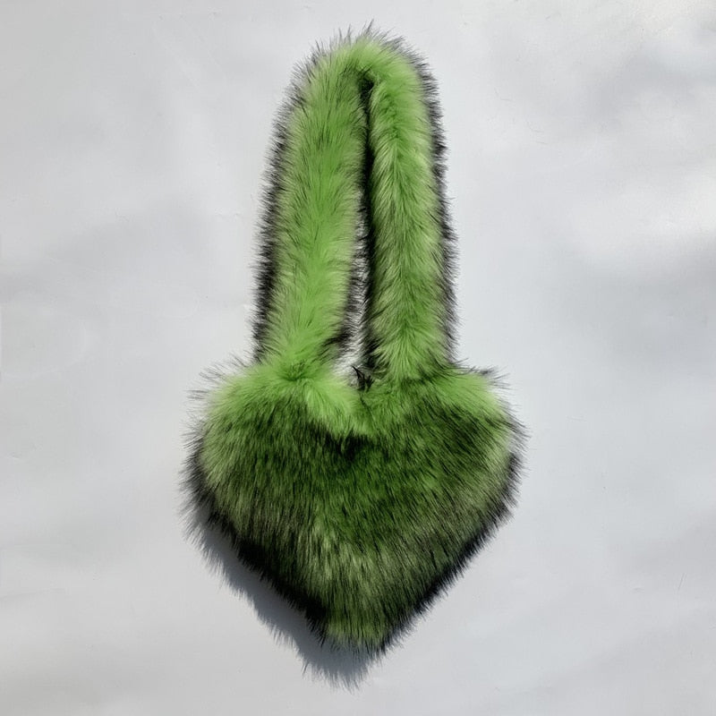 Faux Fur Heart Shaped Shoulder Bag