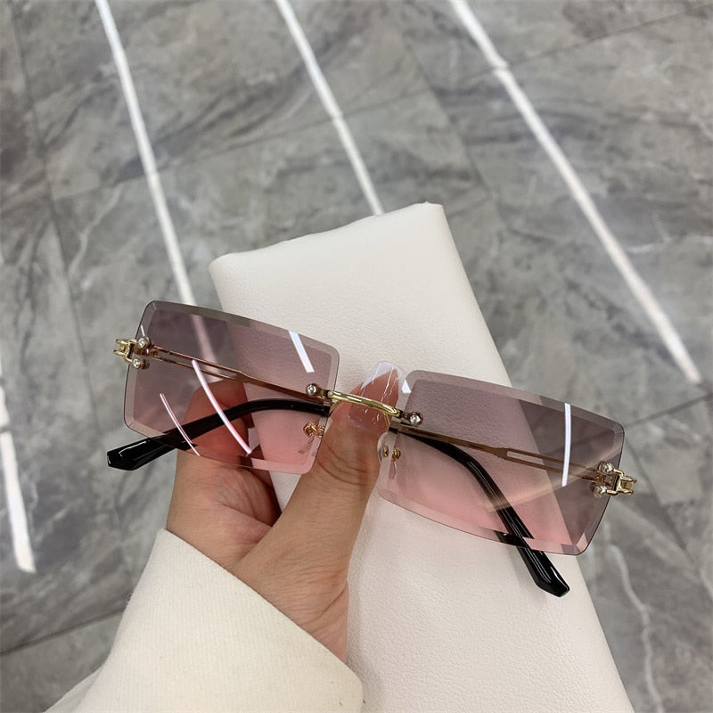 Vintage Rimless Rectangle Sunglasses