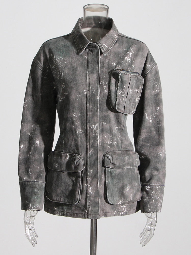 Denim Loose Camouflage Jacket