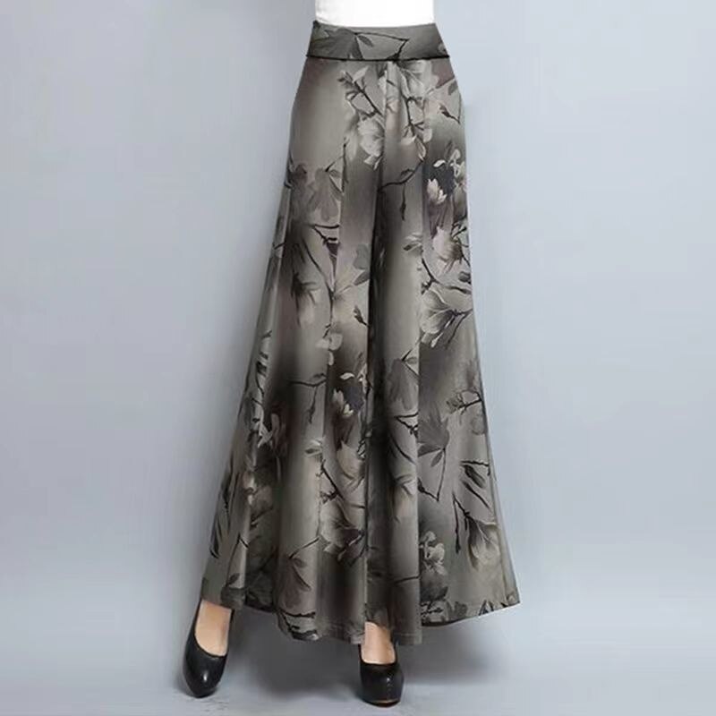 Women&#39;s 2022 Summer New Printed Wide Leg Skirt Ankle-Length Pants High Waisted Befree Bell Bottoms Casual Korean Style For Women