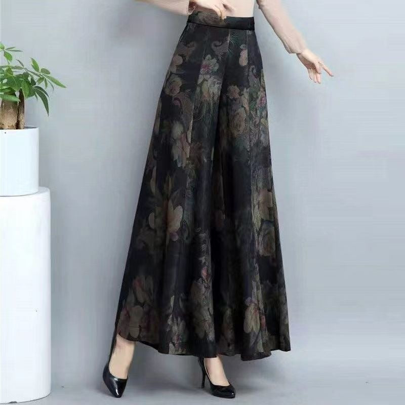 Women&#39;s 2022 Summer New Printed Wide Leg Skirt Ankle-Length Pants High Waisted Befree Bell Bottoms Casual Korean Style For Women