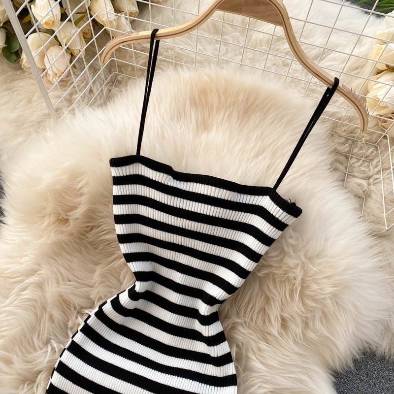 Spaghetti Strap Bodycon Pullover Crop Top Dress Suits