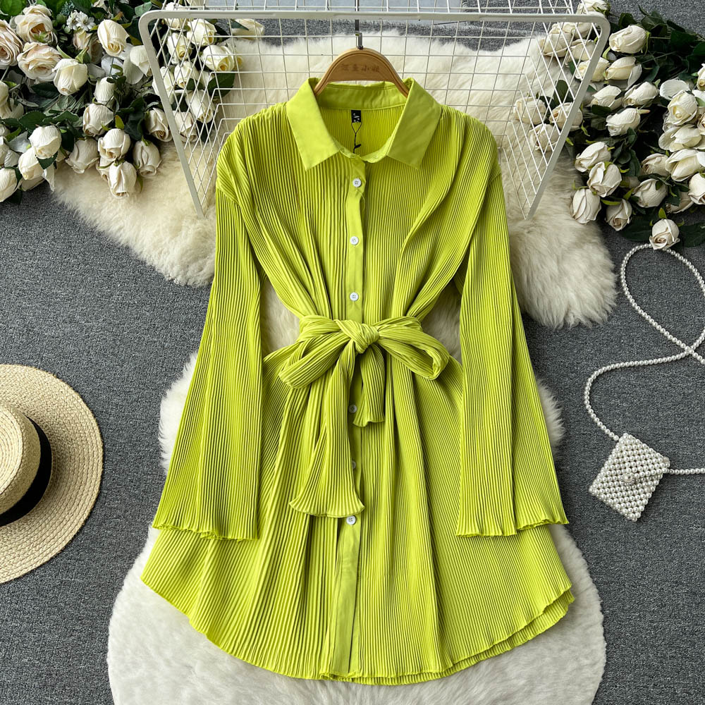 Pleated Shirt Dress