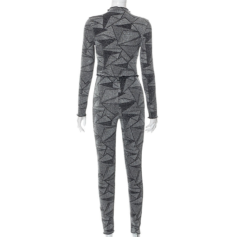 Two Piece Leggings Set Autumn  Long Sleeve Top and Pants Suit