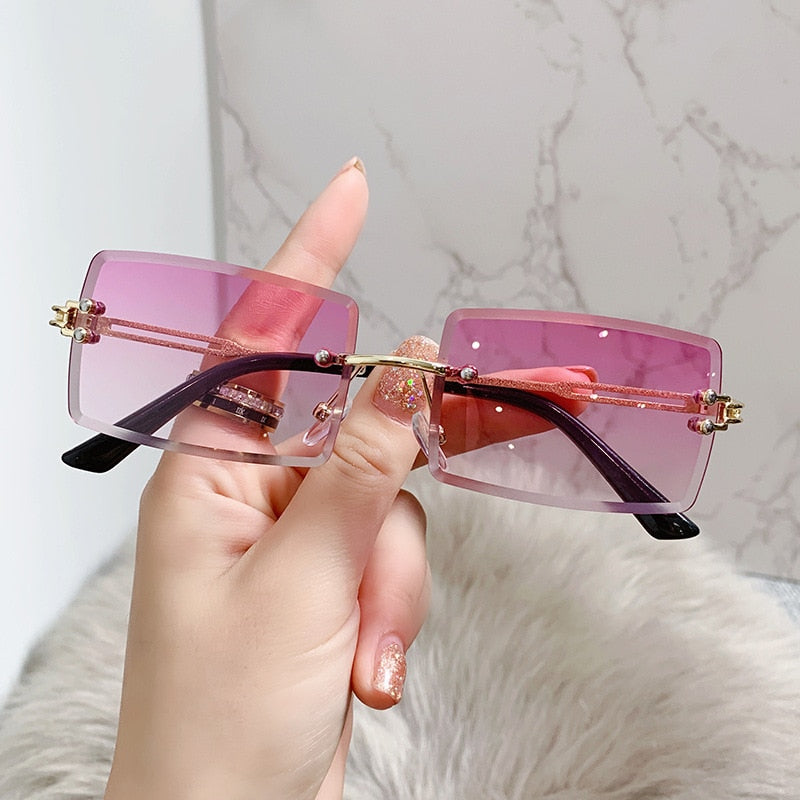 Vintage Rimless Rectangle Sunglasses