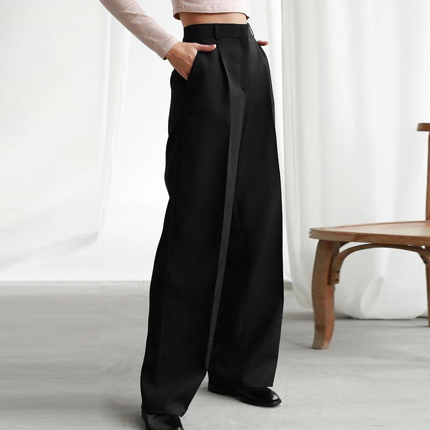 High Waist Wide Leg  Suit Pants.